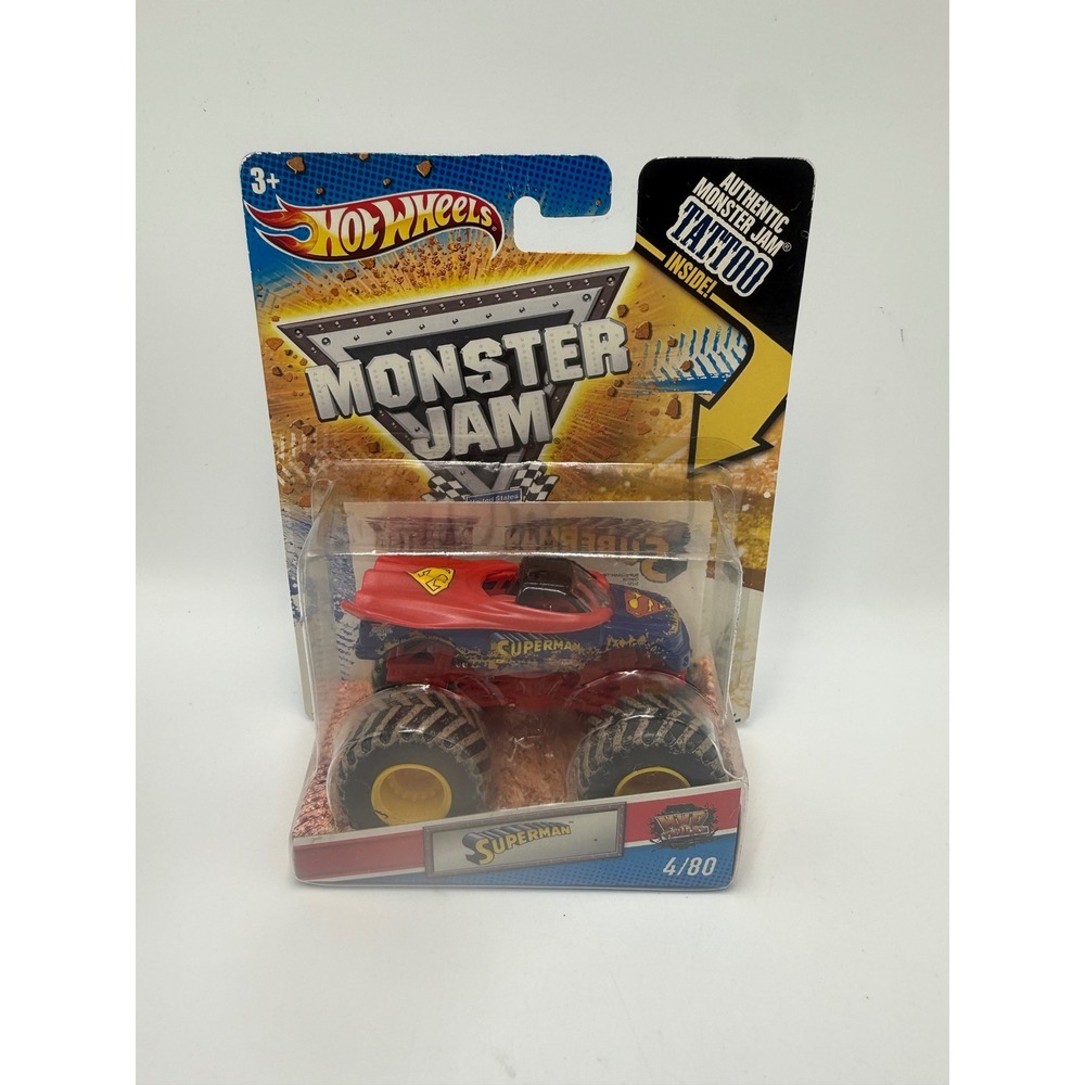 Hot Wheels Monster Jam Superman Monster Truck 1:64 Die-Cast 4/80 Tattoo 2011